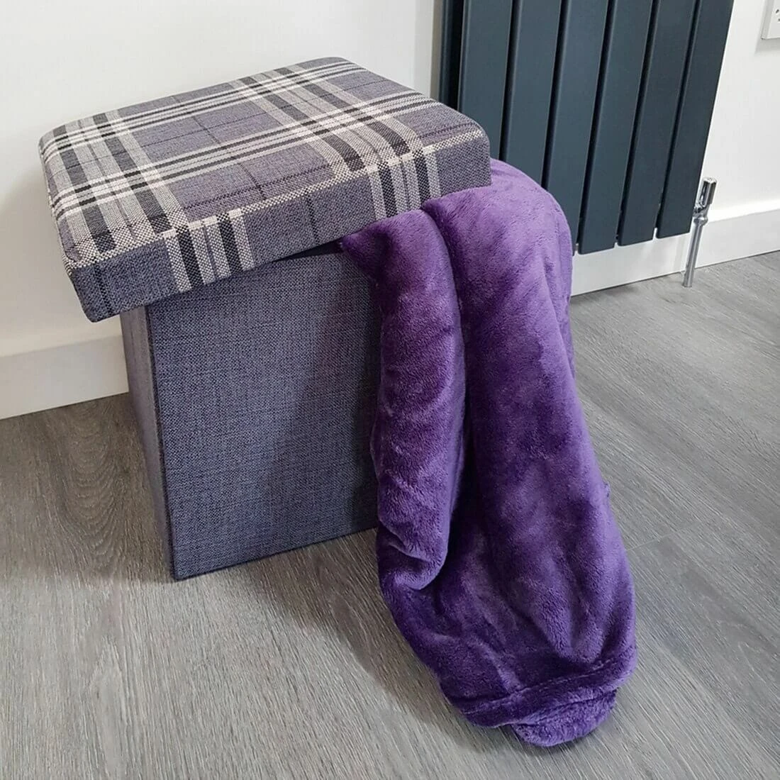 Folding Storage Ottoman Cube With Foam Lid Assorted Colours - Image 2