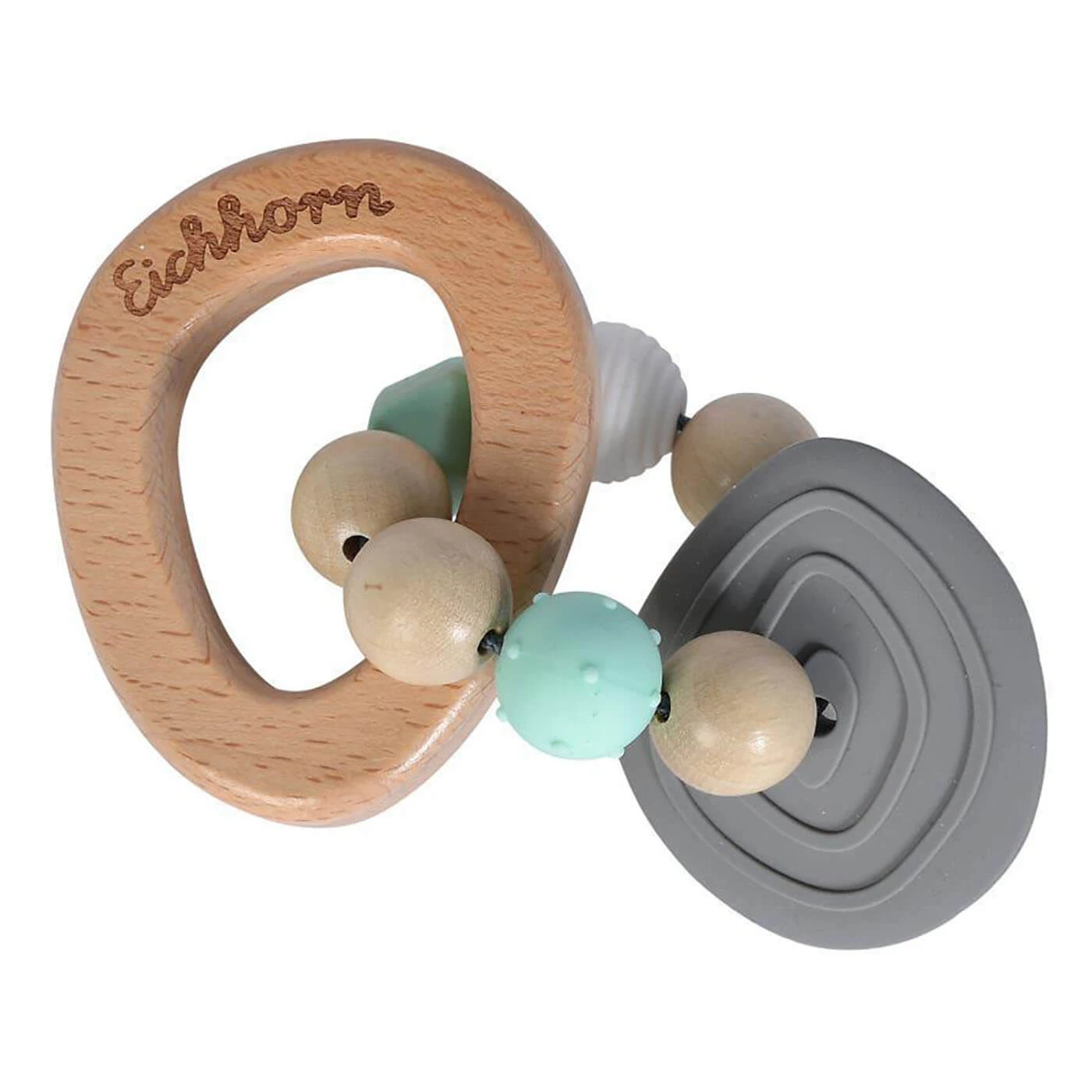 Eichhorn Baby Pure Teething Ring Wooden Beads Textured - Image 2