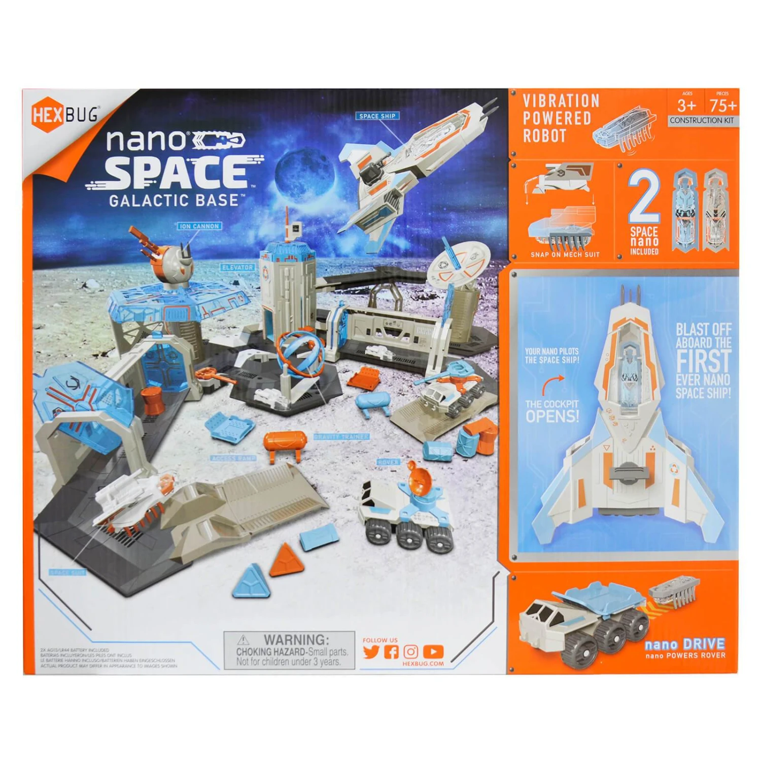 Hexbug Nano Space Galactic Base Construction Kit 75+ Pieces Age 3+