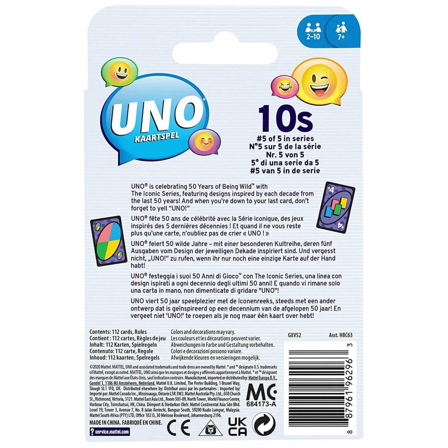 MATTEL Uno Card Game Classic Family Fun 2010s 50th Anniversary Pack - Image 2