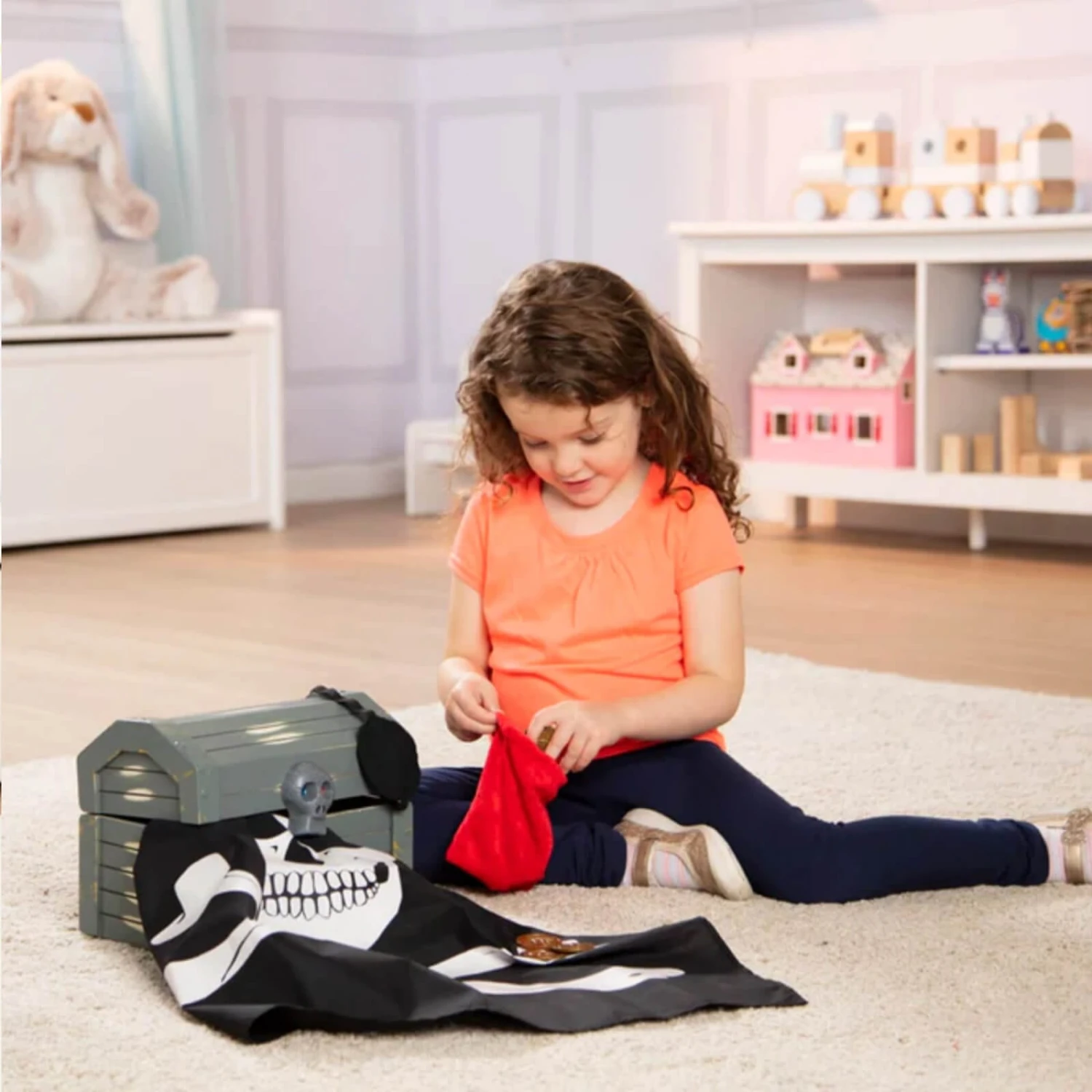 Melissa & Doug Wooden Pirate Chest Set Treasure Eye Patch Bandana - Image 4