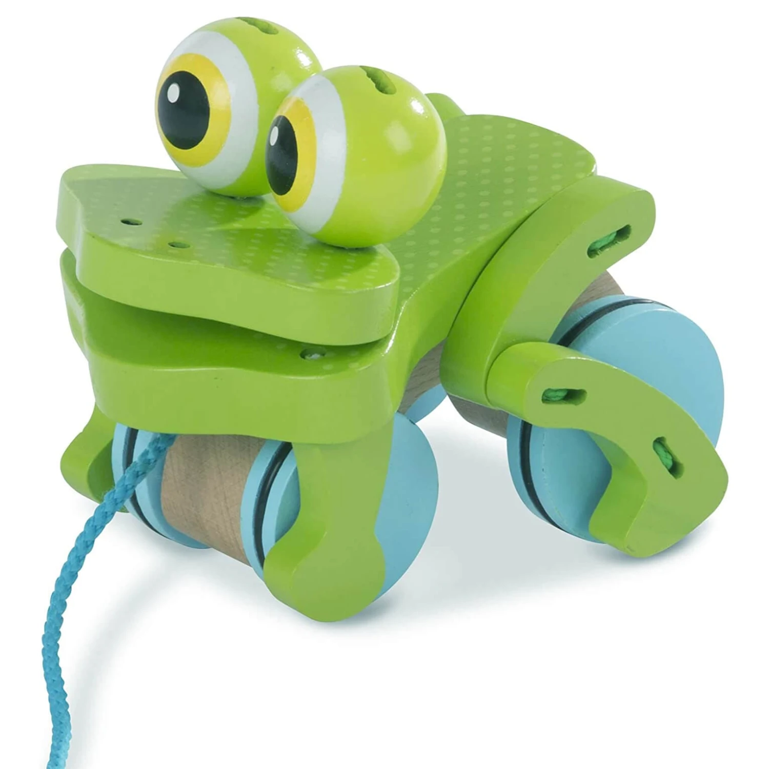 Melissa & Doug First Play Wooden Frog Pull Along Toddler Toy - Image 3
