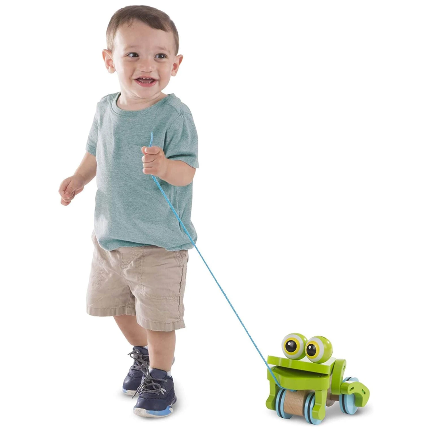Melissa & Doug First Play Wooden Frog Pull Along Toddler Toy - Image 2
