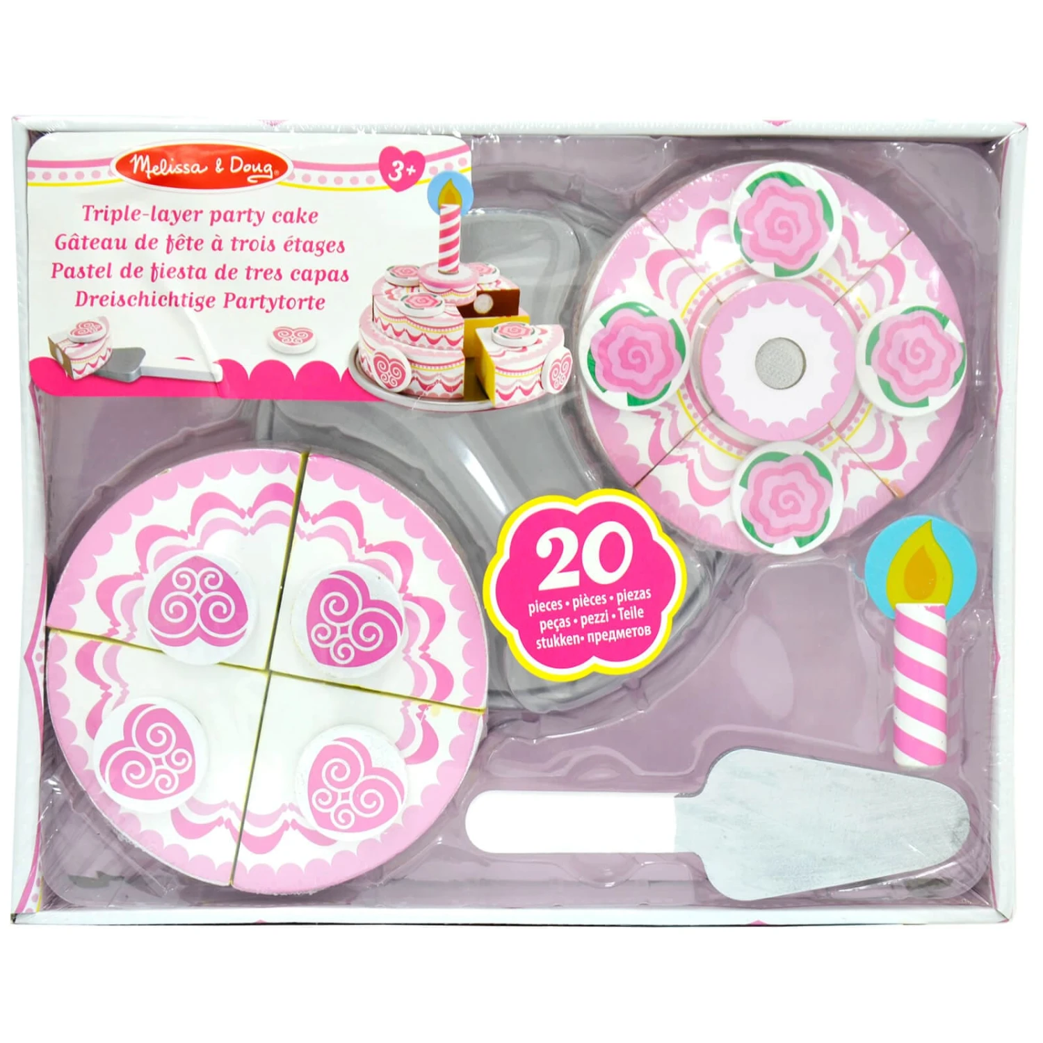 Melissa & Doug Wooden Triple Layer Party Cake Play Set 20 Pieces - Image 3