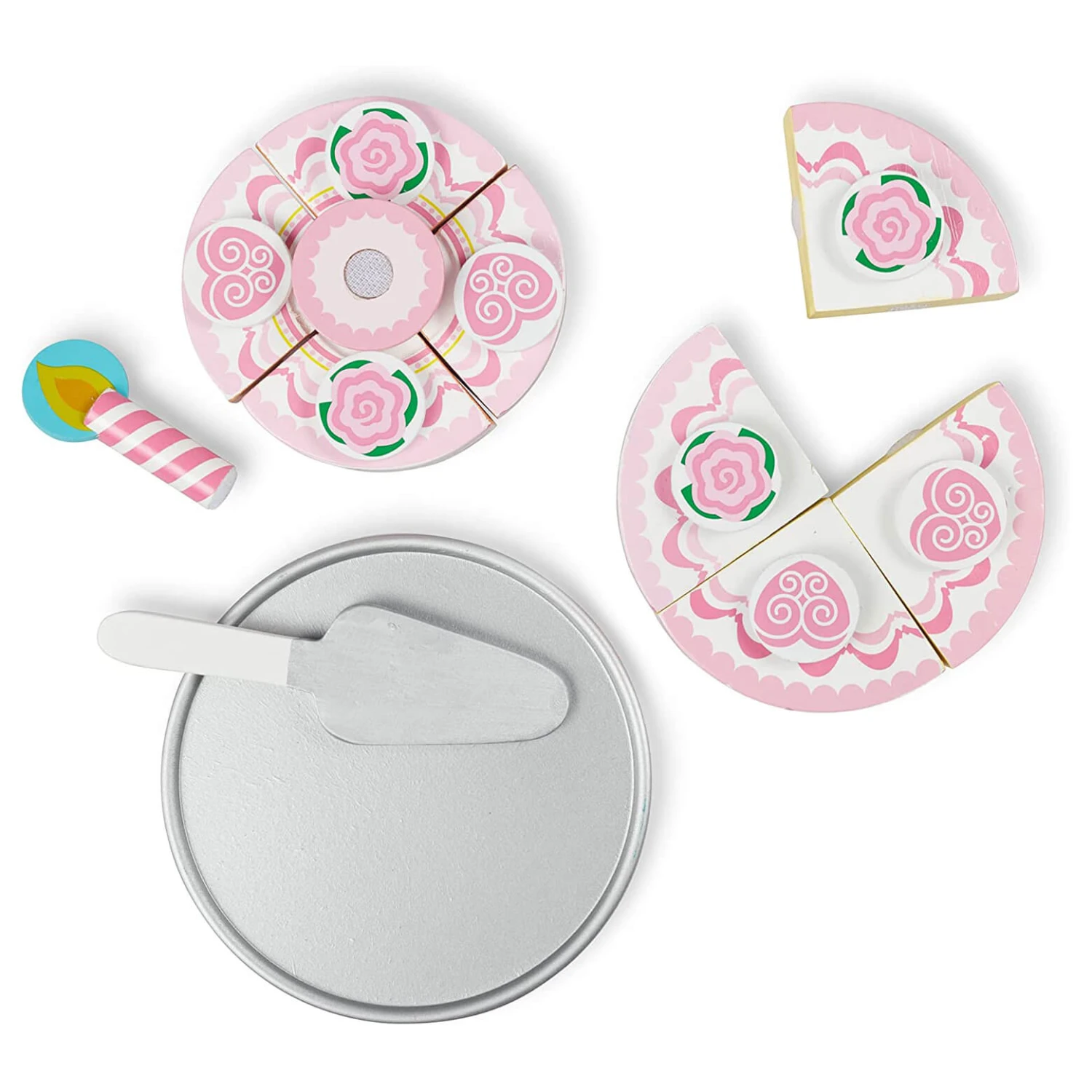 Melissa & Doug Wooden Triple Layer Party Cake Play Set 20 Pieces - Image 4