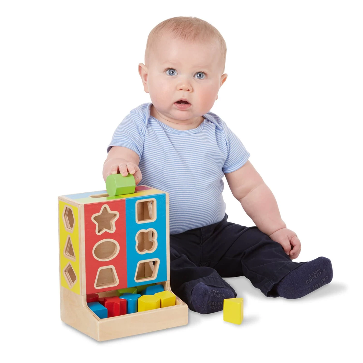 Melissa & Doug Wooden Shape Sorter 12 Colour Blocks 18m+ - Image 2