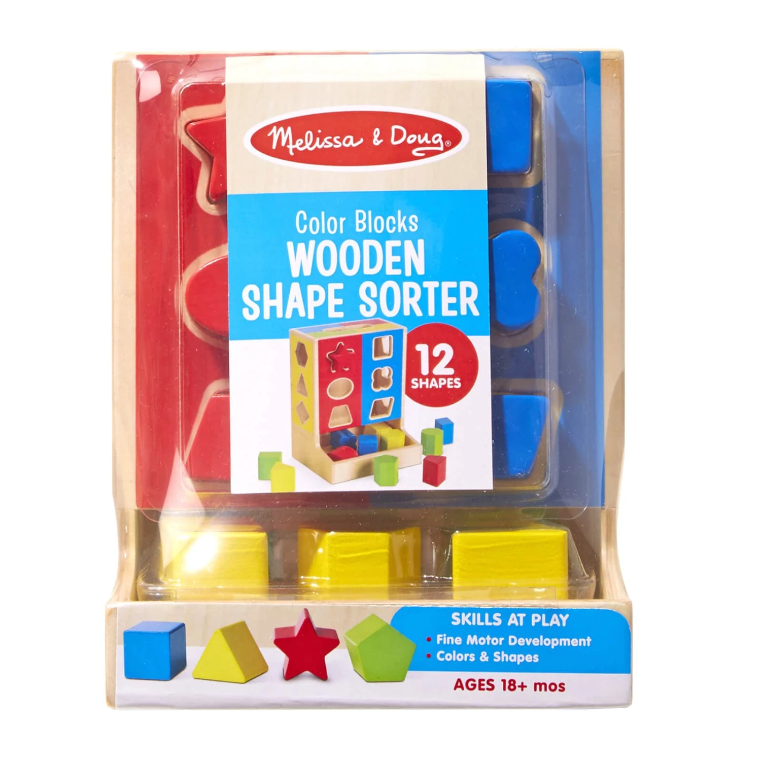 Melissa & Doug Wooden Shape Sorter 12 Colour Blocks 18m+ - Image 4