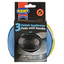 Kent Car Care 3 Polish Applicator Pads With Handle Clean Buff