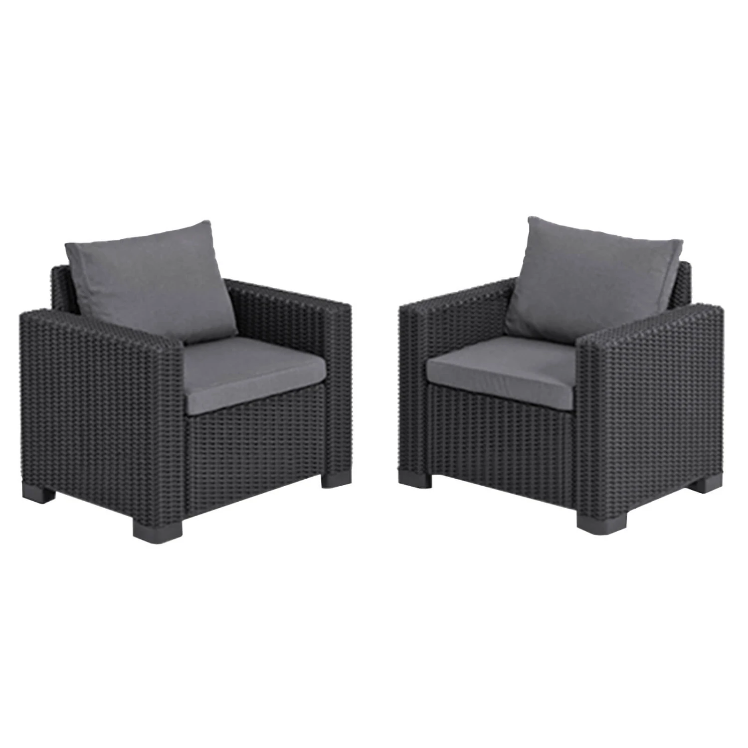 Keter California Garden Armchairs Set Of 2 Grey Resin Rattan - Image 2