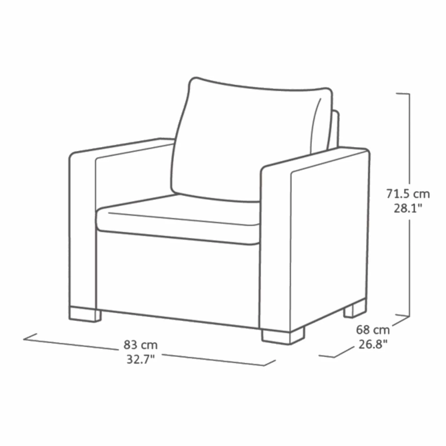 Keter California Garden Armchairs Set Of 2 Grey Resin Rattan - Image 3