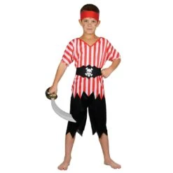 Boys High Seas Pirate Fancy Dress Costume Shipmate Red