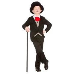 Boys Victorian Gentleman Top Hat Black Halloween Costume