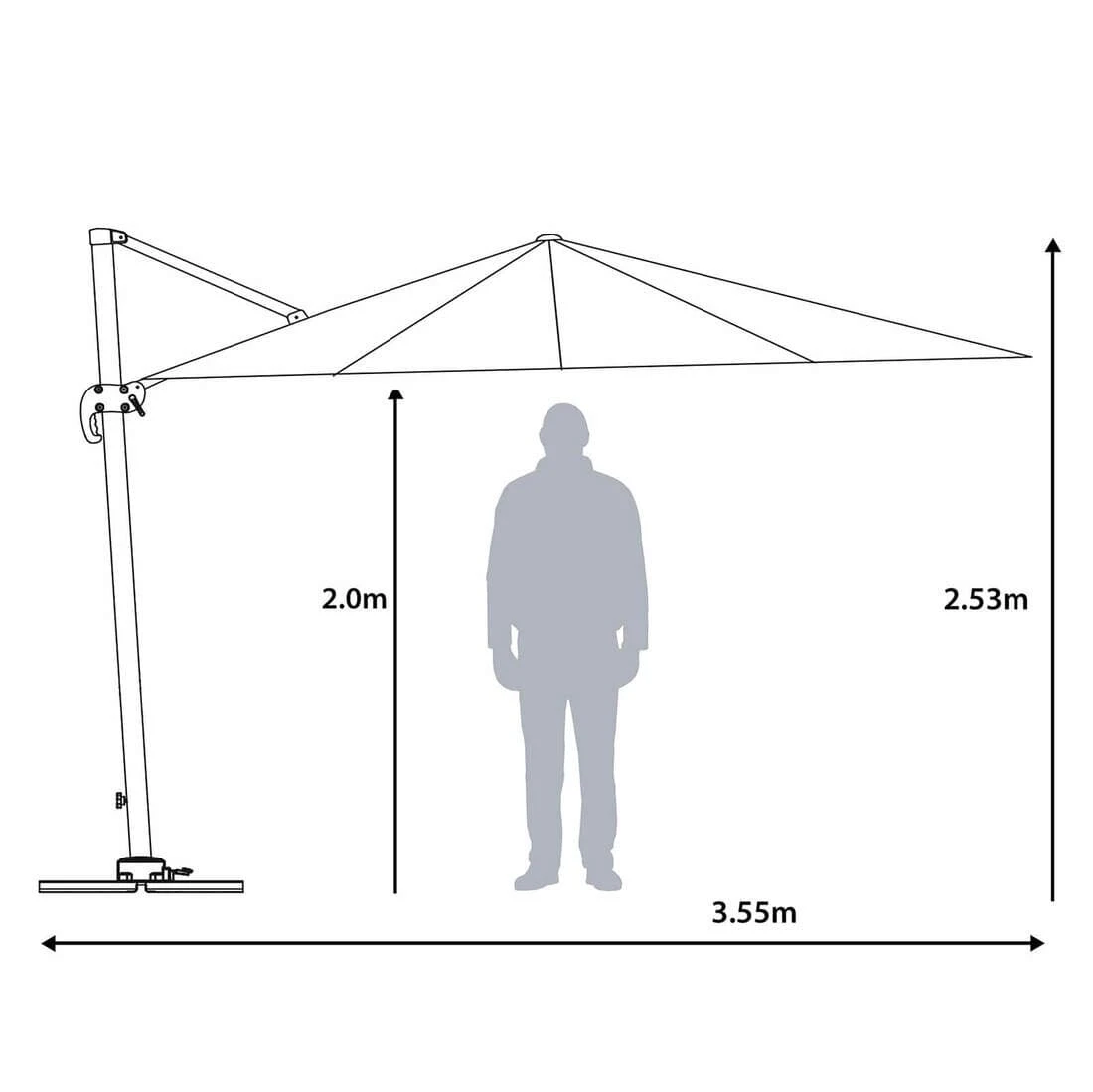 3 X 3m Roma Square Parasol Large Cantilever Garden Shade - Image 7