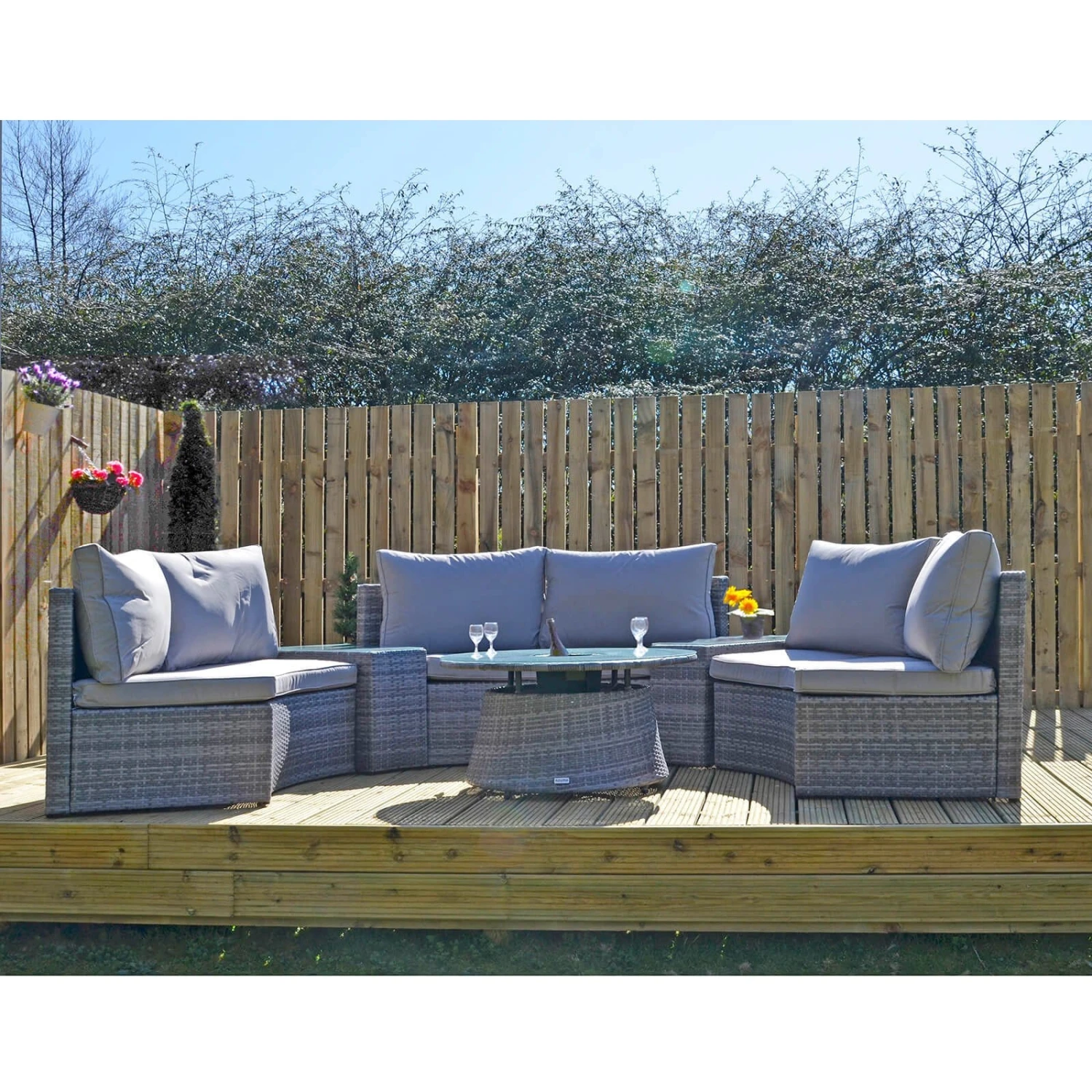 Monte Carlo Garden Sofa Set 6 Seat Grey Rattan Furniture