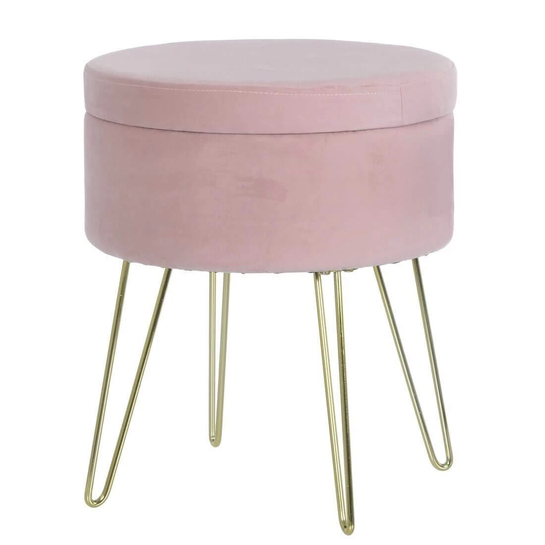 Hodge & Hodge Aria Plush Velvet Storage Stool With Gold Legs - Image 5