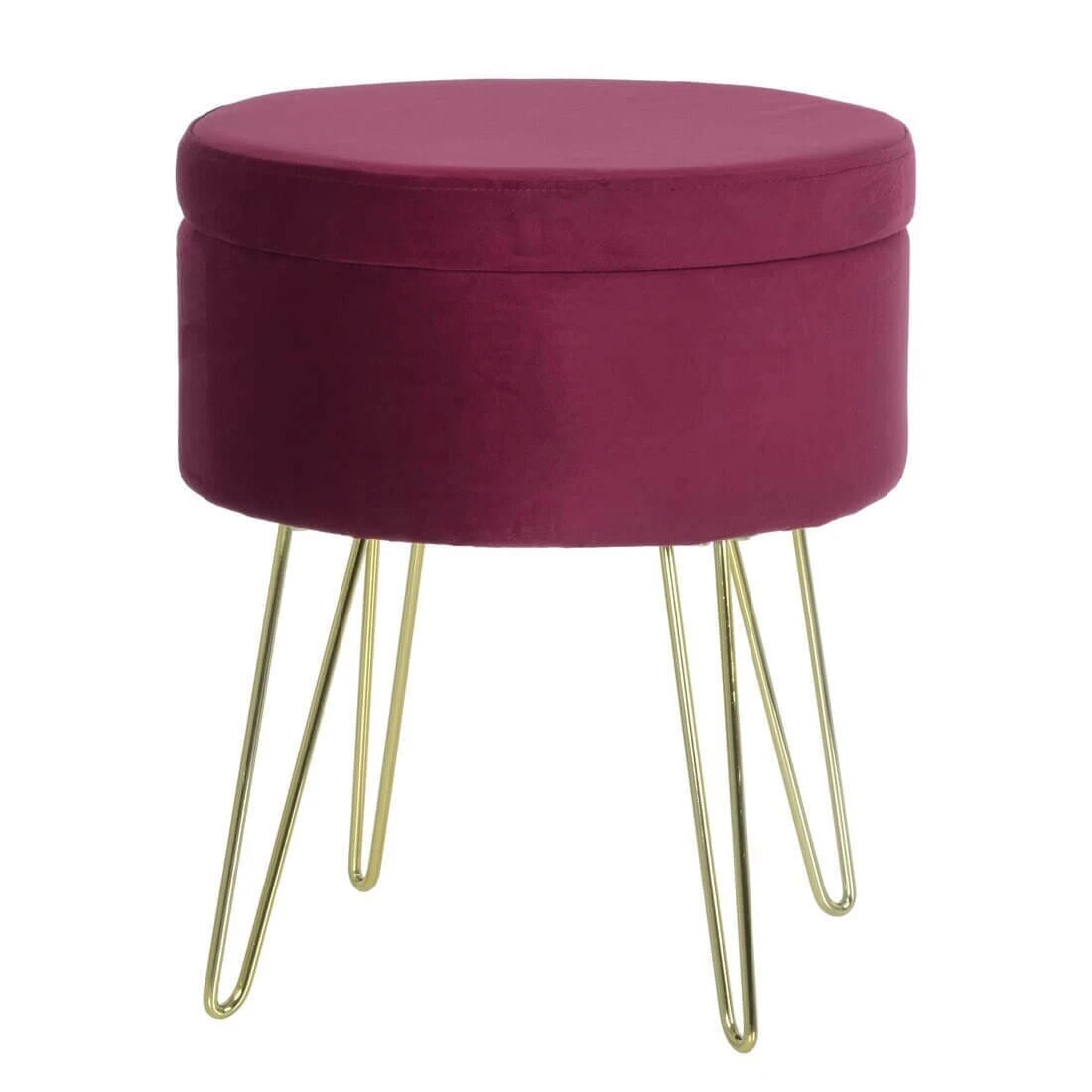 Hodge & Hodge Aria Plush Velvet Storage Stool With Gold Legs - Image 12