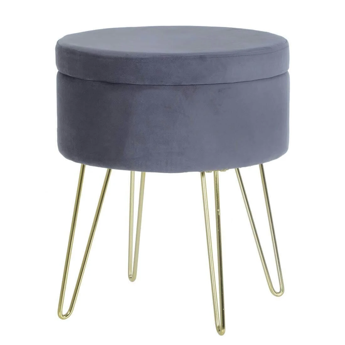 Hodge & Hodge Aria Plush Velvet Storage Stool With Gold Legs - Image 8