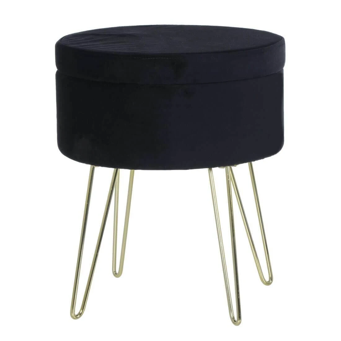 Hodge & Hodge Aria Plush Velvet Storage Stool With Gold Legs - Image 13