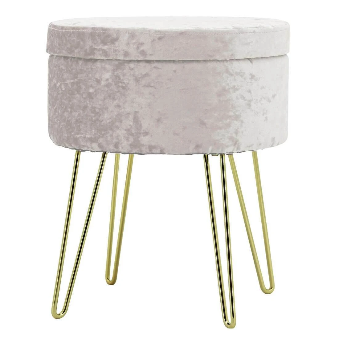 Hodge & Hodge Aria Plush Velvet Storage Stool With Gold Legs - Image 7