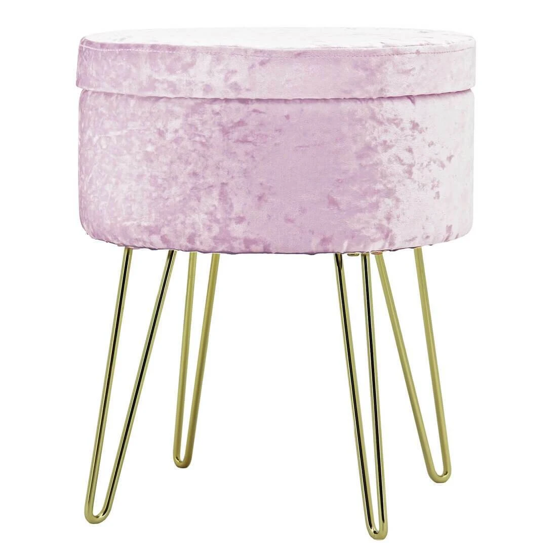 Hodge & Hodge Aria Plush Velvet Storage Stool With Gold Legs - Image 10