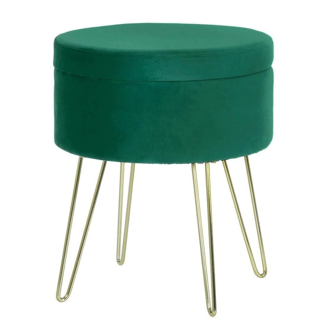 Hodge & Hodge Aria Plush Velvet Storage Stool With Gold Legs - Image 9