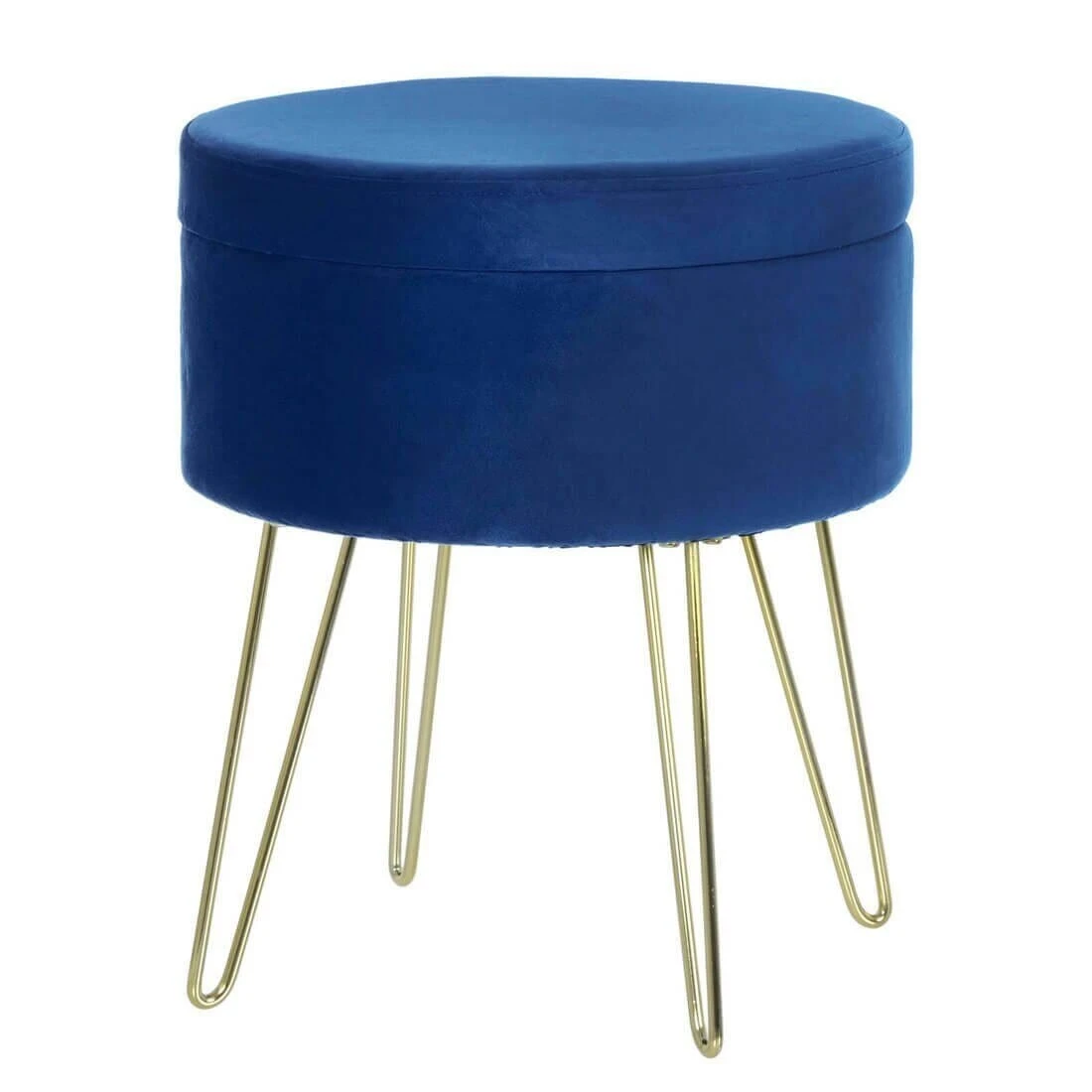 Hodge & Hodge Aria Plush Velvet Storage Stool With Gold Legs - Image 3