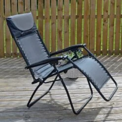 Padded Garden Recliner Relaxer 2 Tone Grey Zero Gravity Chair Garden Seat