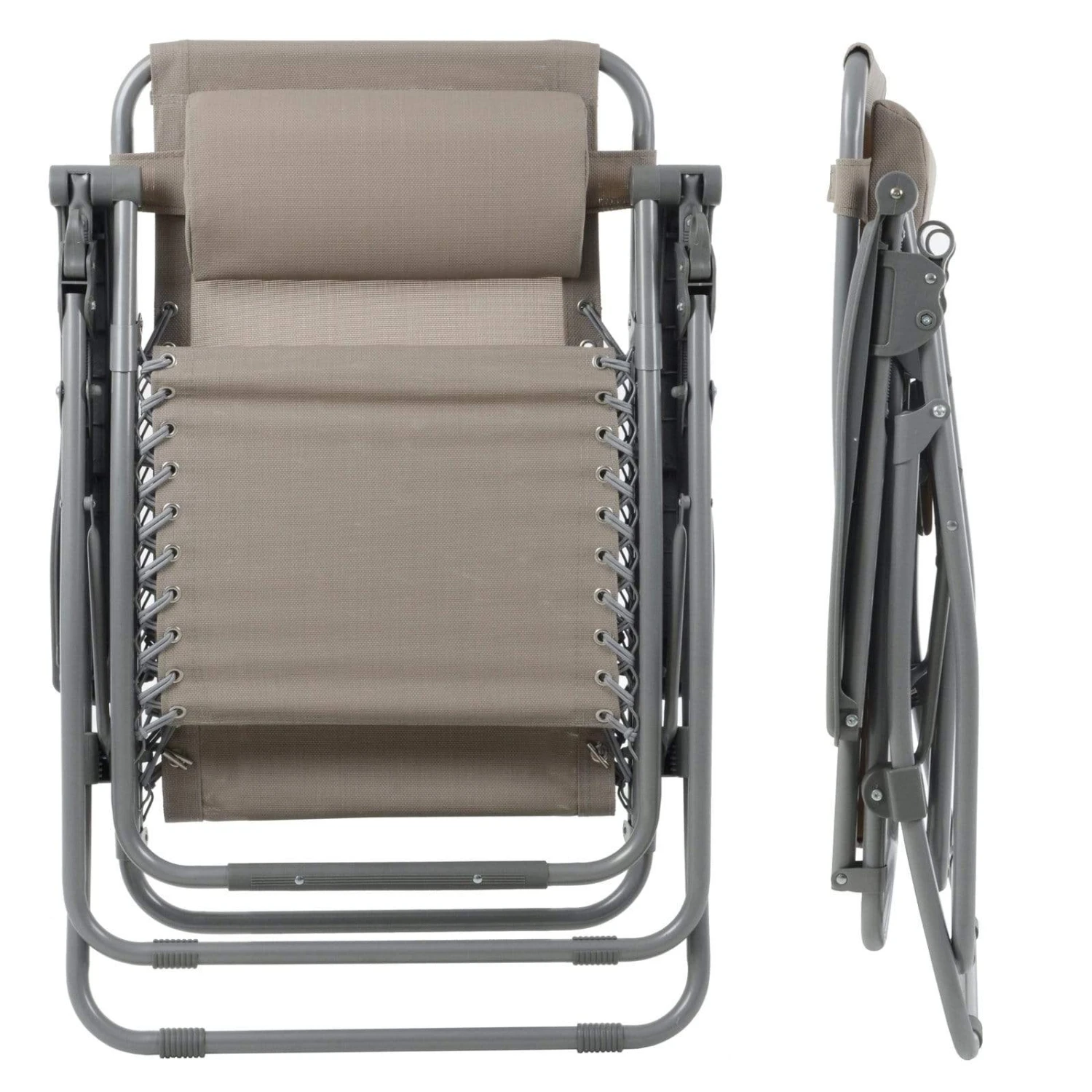 Garden Recliner Chair Taupe Zero Gravity Relaxer Recliner Chair - Image 9