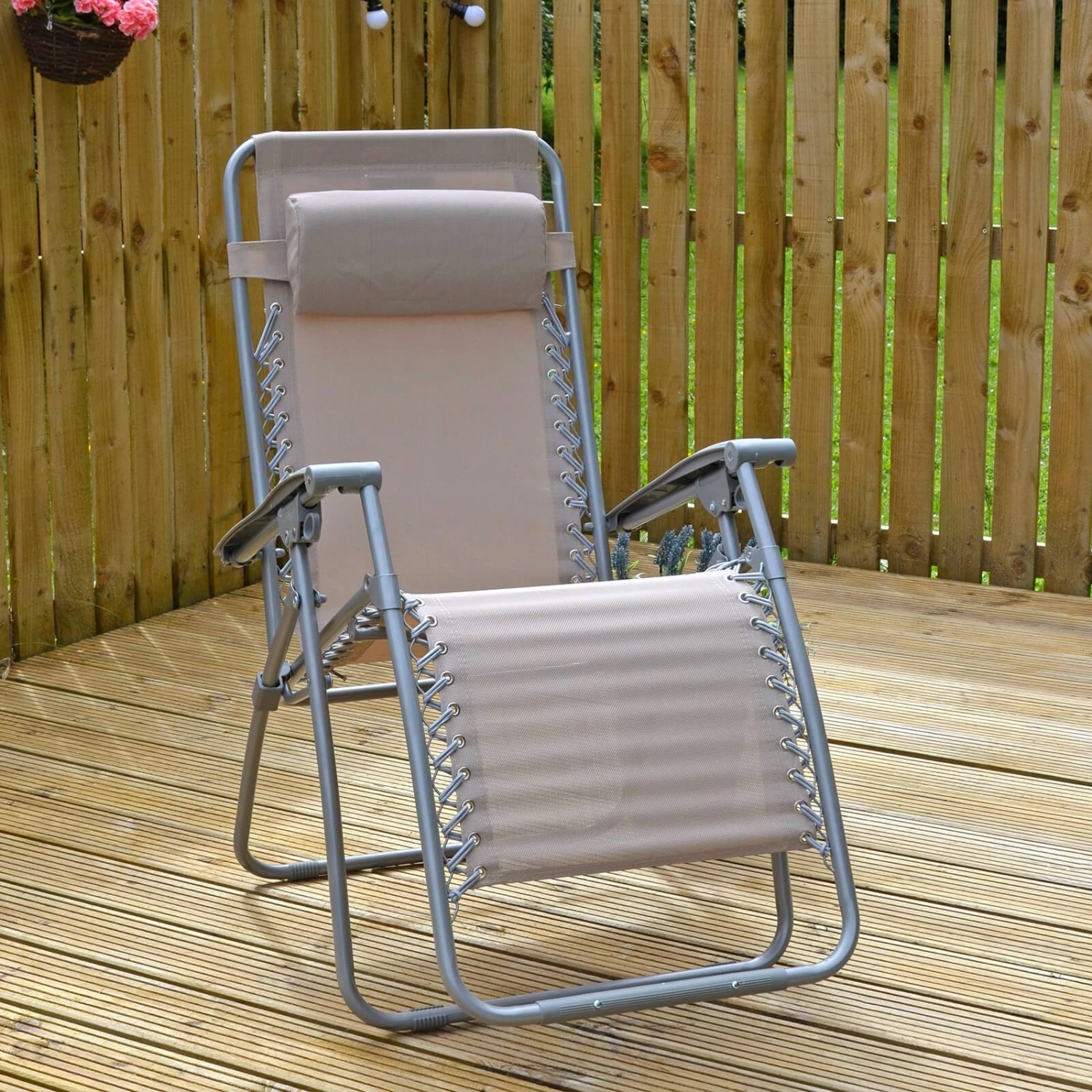 Garden Recliner Chair Taupe Zero Gravity Relaxer Recliner Chair