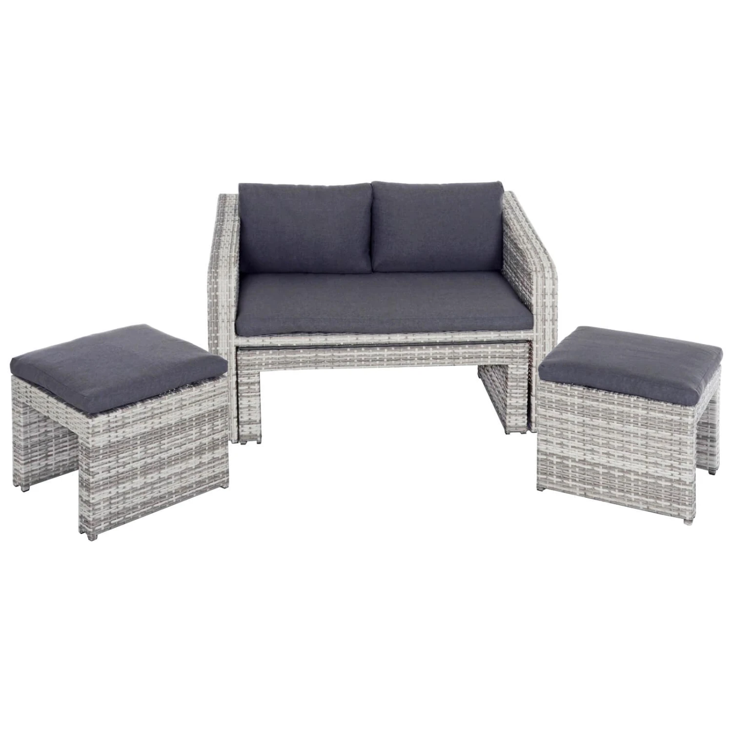 Azuma Varenna Garden Sofa Set Grey Rattan Coffee Table Stools - Image 3