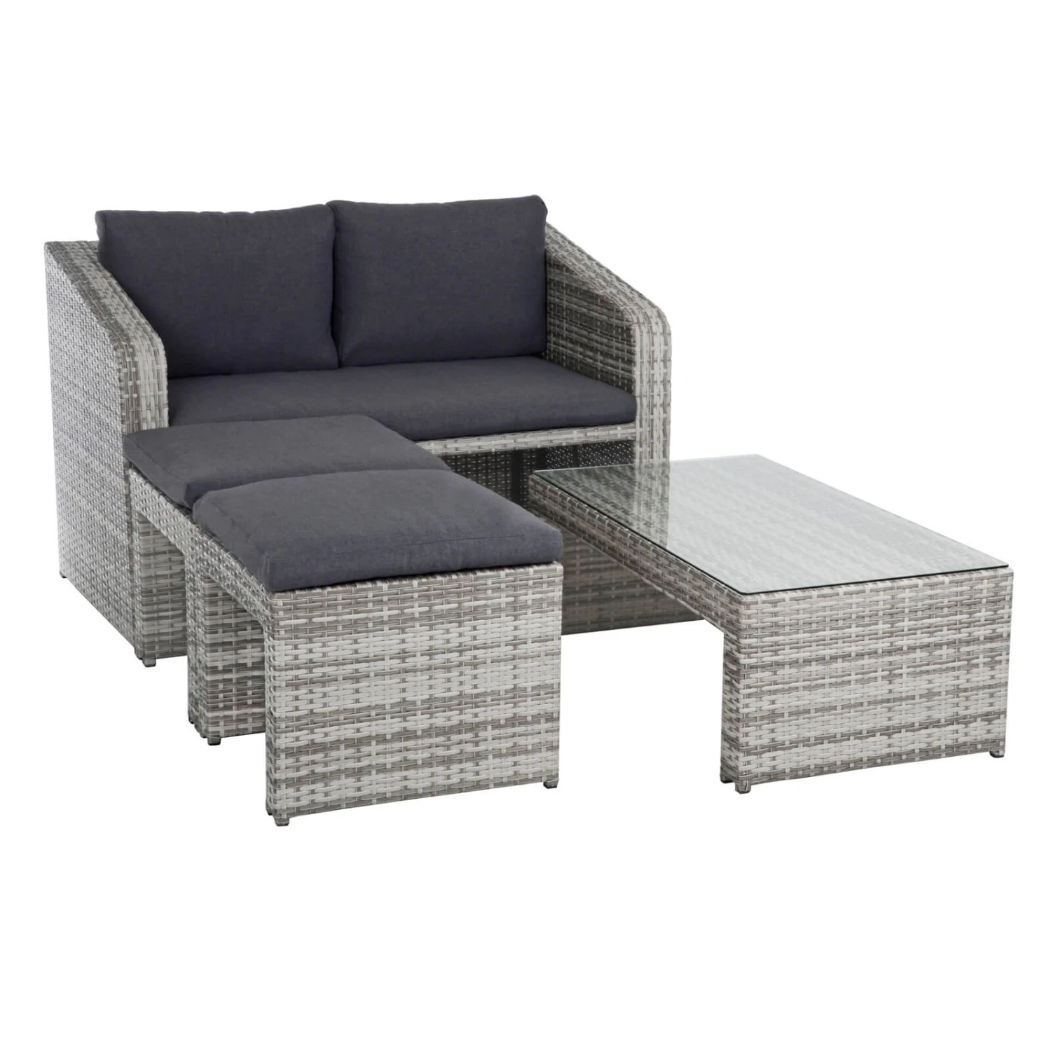 Azuma Varenna Garden Sofa Set Grey Rattan Coffee Table Stools - Image 6