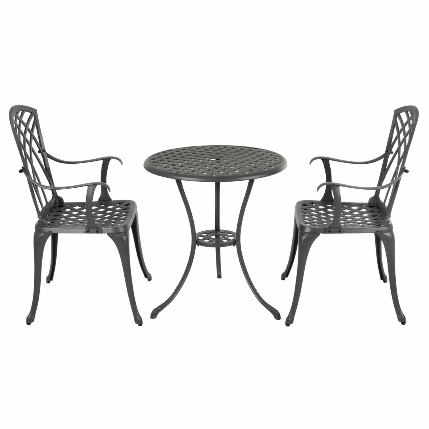 Garden Bistro Set Grey Metal Chairs Table Azuma Denia - Image 3