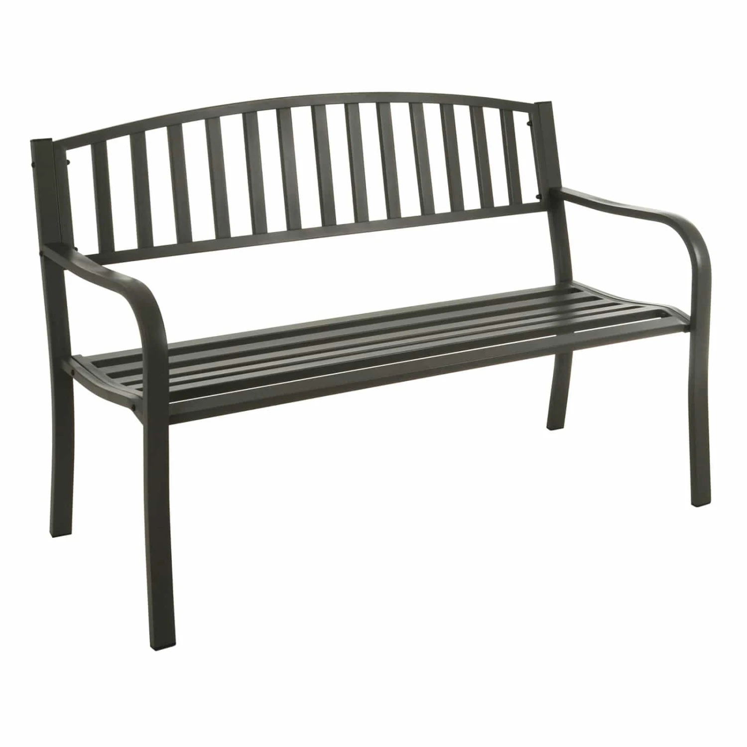 Grey Metal Garden Bench 2 Seater Coated Steel Azuma Cazorla - Image 2