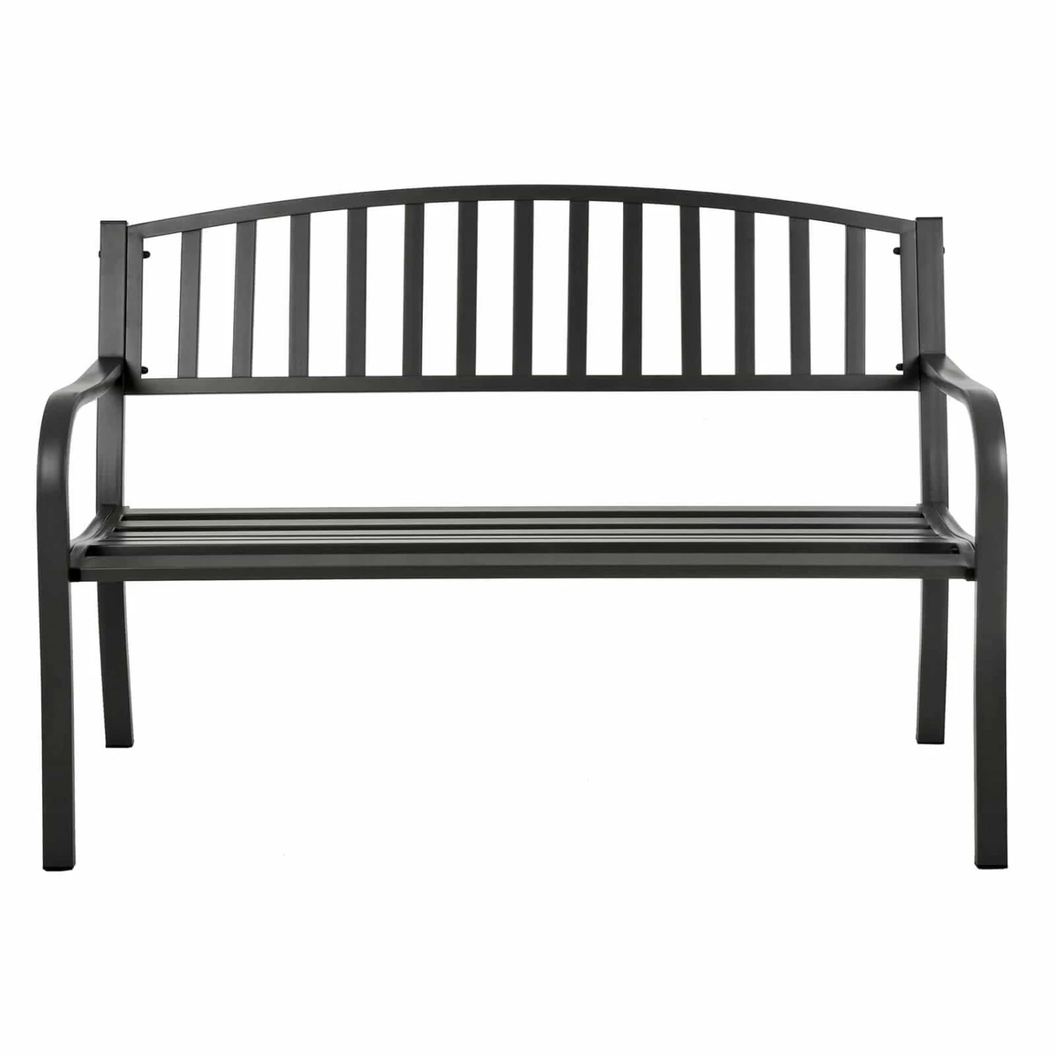 Grey Metal Garden Bench 2 Seater Coated Steel Azuma Cazorla - Image 3