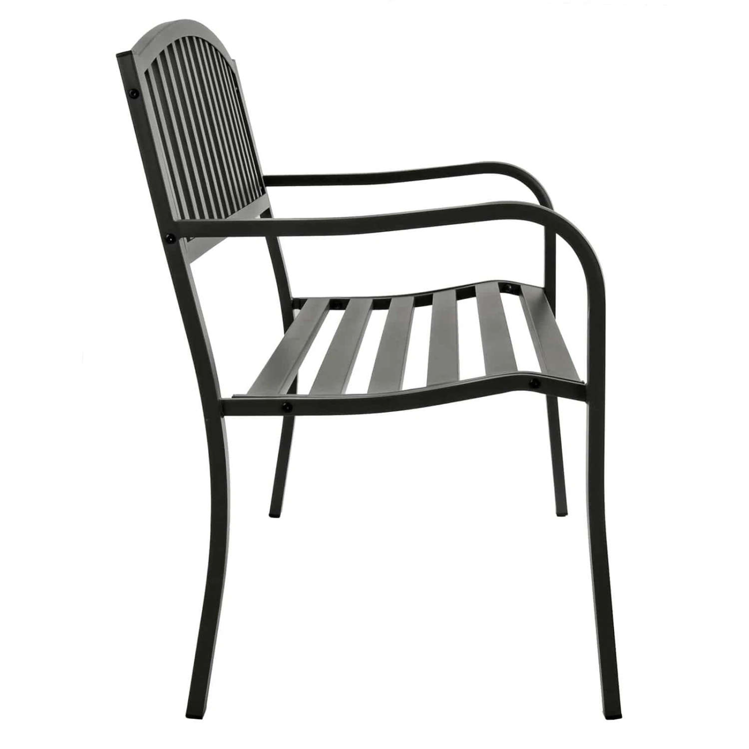 Grey Metal Garden Bench 2 Seater Coated Steel Azuma Cazorla - Image 5